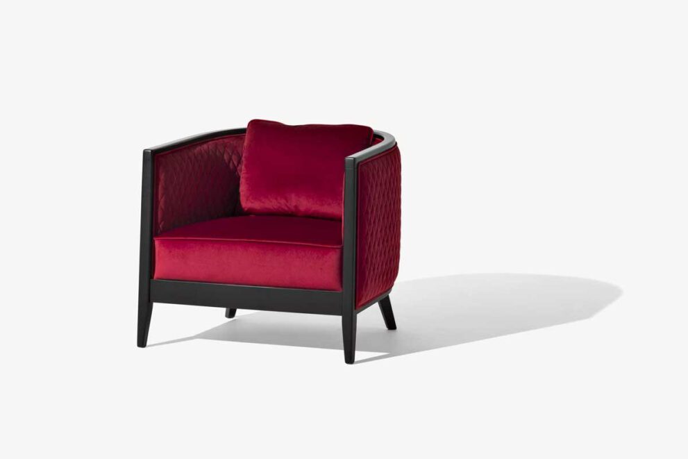 Sessel Saten in der Farbe rot schwarz