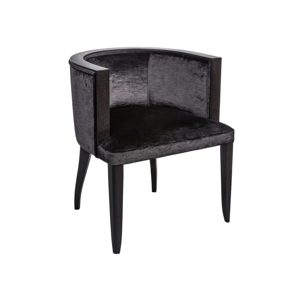 Stuhl ST030 mit runder Lehne in schwarz mit schwarzem Bezug