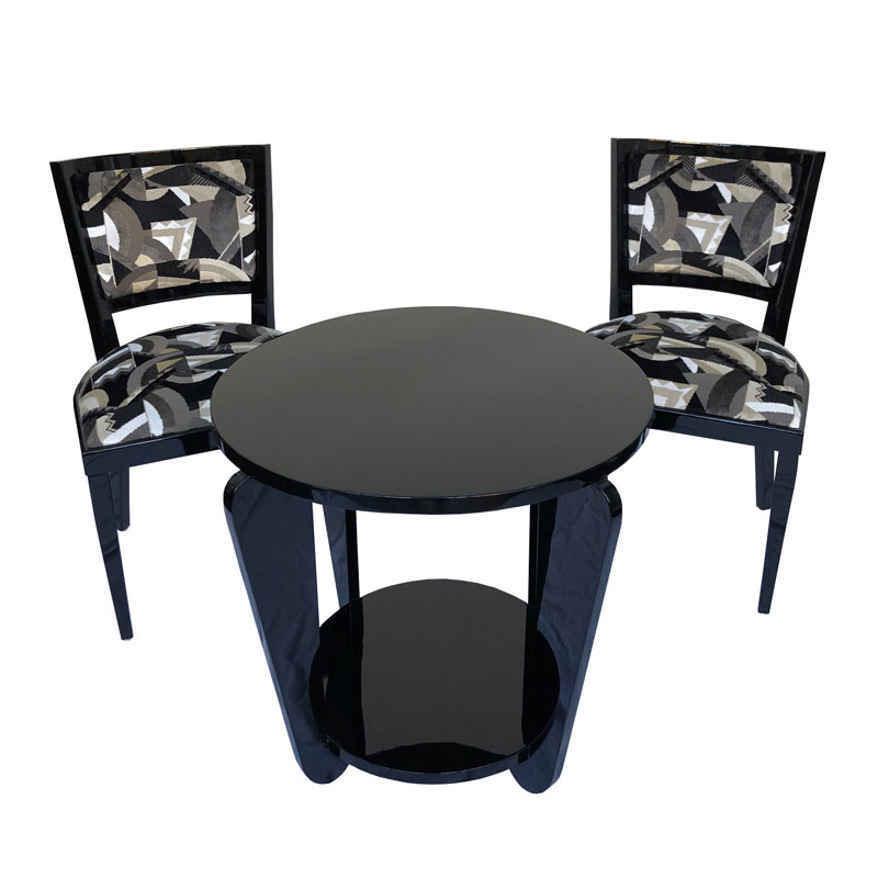 Art Déco Ensemble mit Tisch und 2 Stühlen