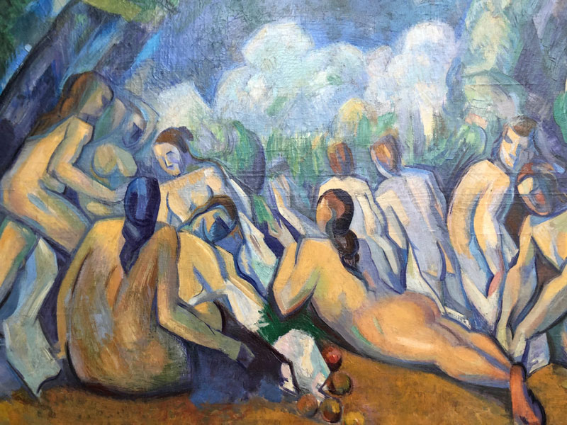 Gerahmtes Gemälde, Museumskopie nach Cézanne. Detailansicht.