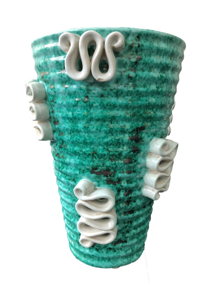 Keramikvase mit Bandverzierung. Sainte Radegonde, Frankreich, 1950er Jahre